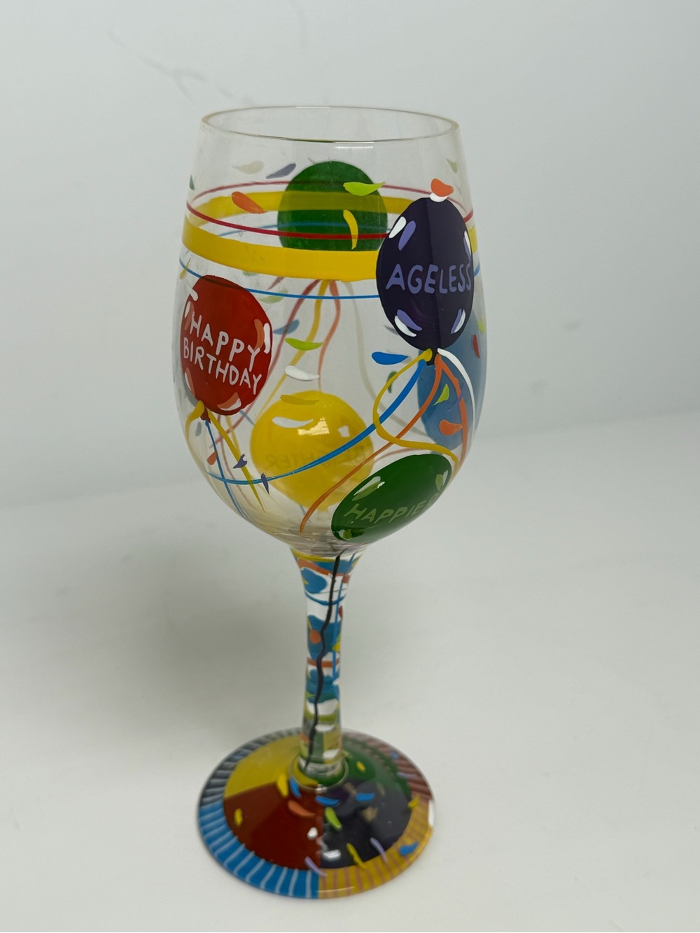 Designs by Lolita "Aged to Perfection" Hand-Painted Birthday Wine Glass 15 oz